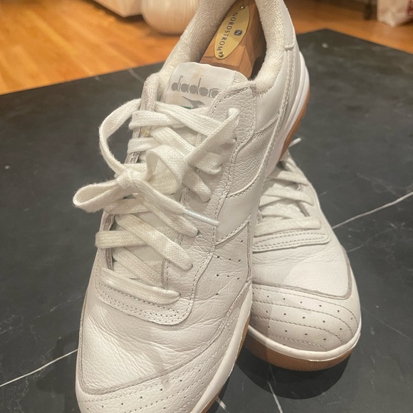 Diadora White Leather Sneakers with Tan Sole - Picture 3 of 8